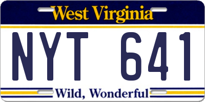 WV license plate NYT641