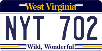 WV license plate NYT702