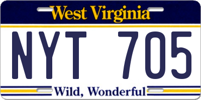 WV license plate NYT705