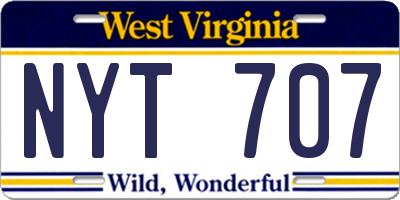 WV license plate NYT707