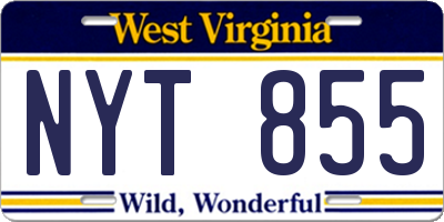 WV license plate NYT855