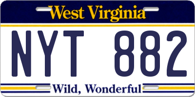 WV license plate NYT882