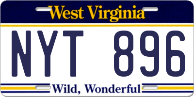 WV license plate NYT896