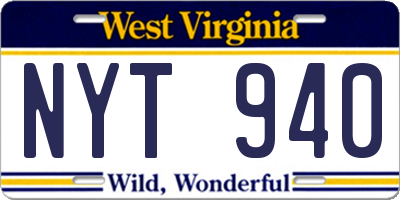 WV license plate NYT940