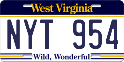 WV license plate NYT954
