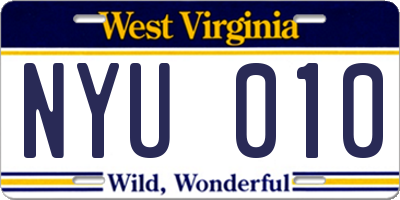 WV license plate NYU010