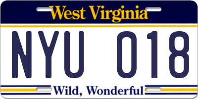 WV license plate NYU018