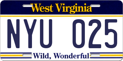 WV license plate NYU025