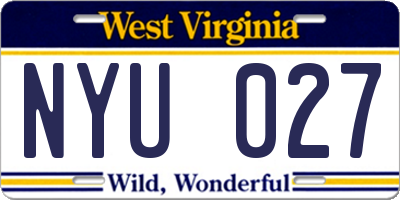 WV license plate NYU027