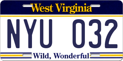 WV license plate NYU032