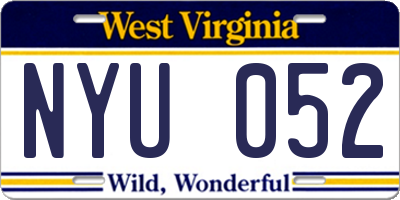 WV license plate NYU052