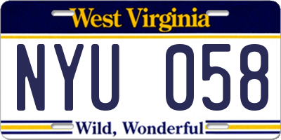 WV license plate NYU058