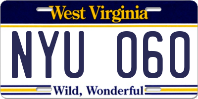 WV license plate NYU060