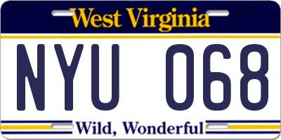 WV license plate NYU068