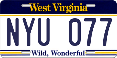 WV license plate NYU077
