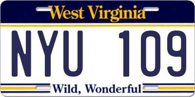 WV license plate NYU109