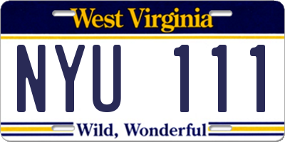 WV license plate NYU111