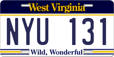 WV license plate NYU131