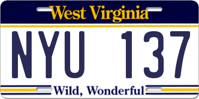 WV license plate NYU137