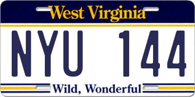 WV license plate NYU144