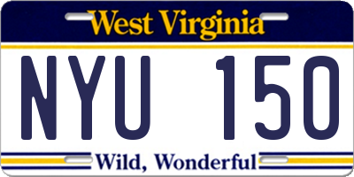 WV license plate NYU150