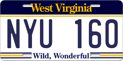 WV license plate NYU160