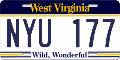 WV license plate NYU177