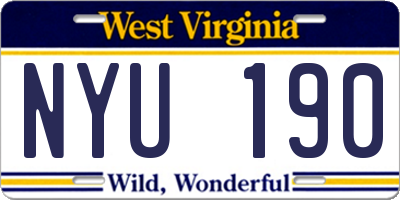 WV license plate NYU190