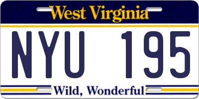 WV license plate NYU195