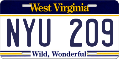 WV license plate NYU209