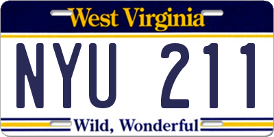 WV license plate NYU211