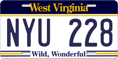 WV license plate NYU228