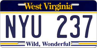 WV license plate NYU237