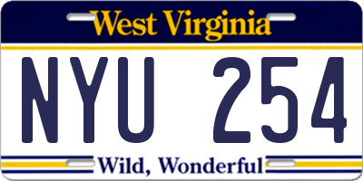 WV license plate NYU254