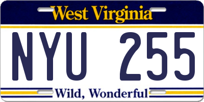 WV license plate NYU255