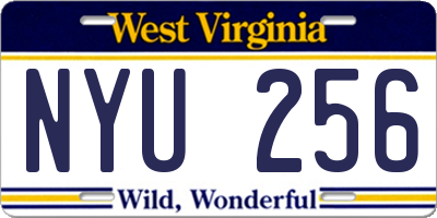 WV license plate NYU256