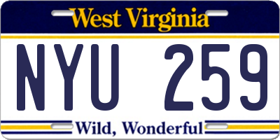 WV license plate NYU259