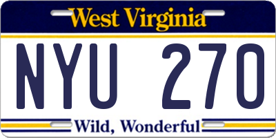 WV license plate NYU270