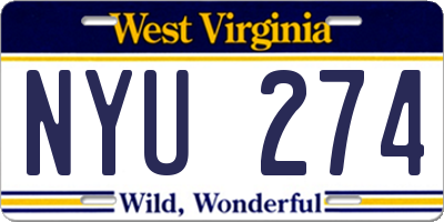 WV license plate NYU274