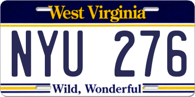 WV license plate NYU276