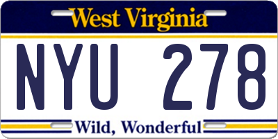 WV license plate NYU278