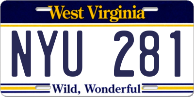 WV license plate NYU281