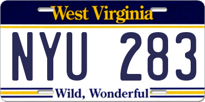 WV license plate NYU283