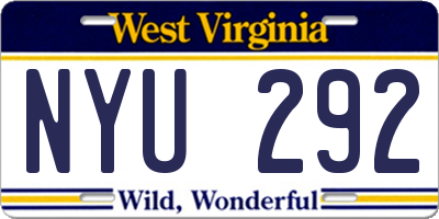 WV license plate NYU292