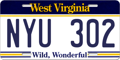 WV license plate NYU302