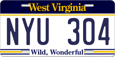 WV license plate NYU304