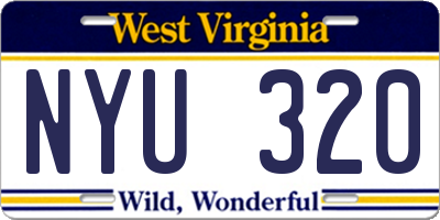 WV license plate NYU320