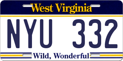 WV license plate NYU332