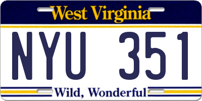 WV license plate NYU351