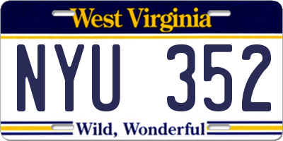 WV license plate NYU352